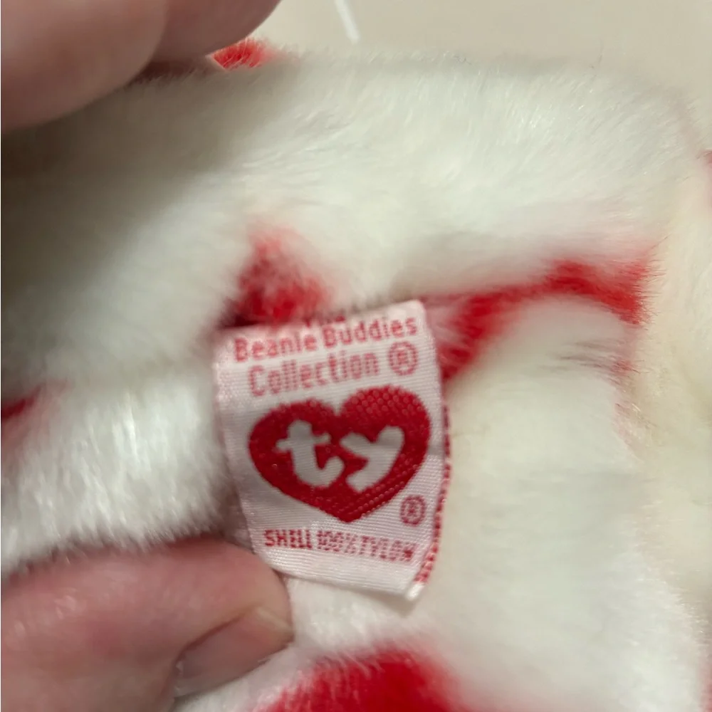 Vintage Ty Plush Bear with Red Kiss Pattern
